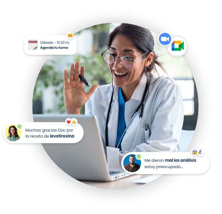 Doctor with messages floating